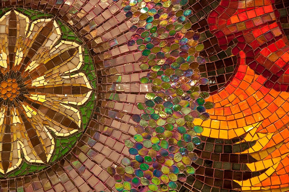 Celia Berry mosaic Poppy Detail