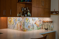 Celia Berry mosaic Chagall Inspired Kitchen Backsplash end