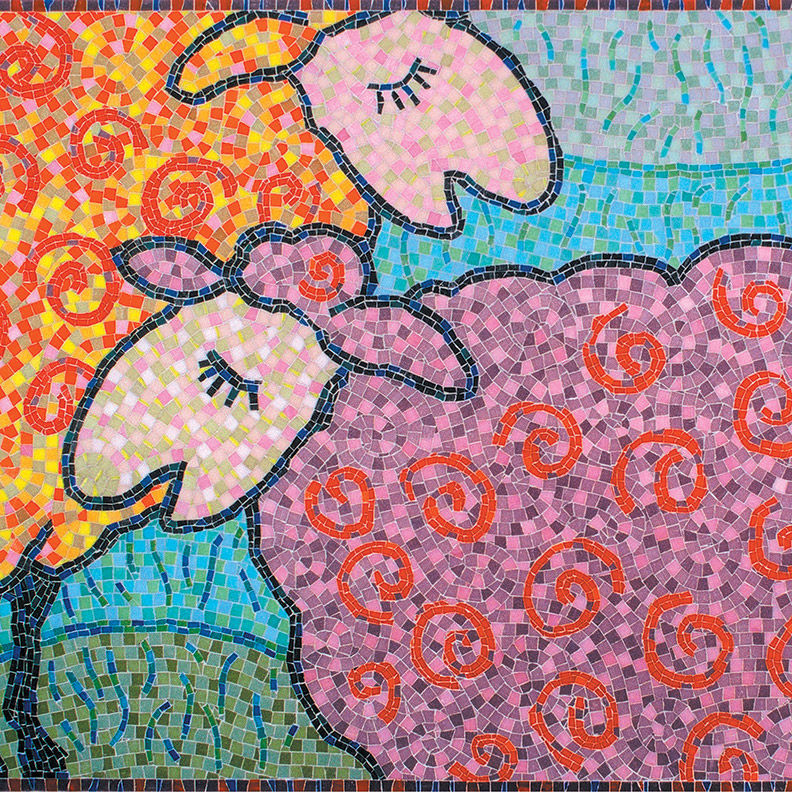 Celia Berry mosaic Herman Sheep Mural Detail