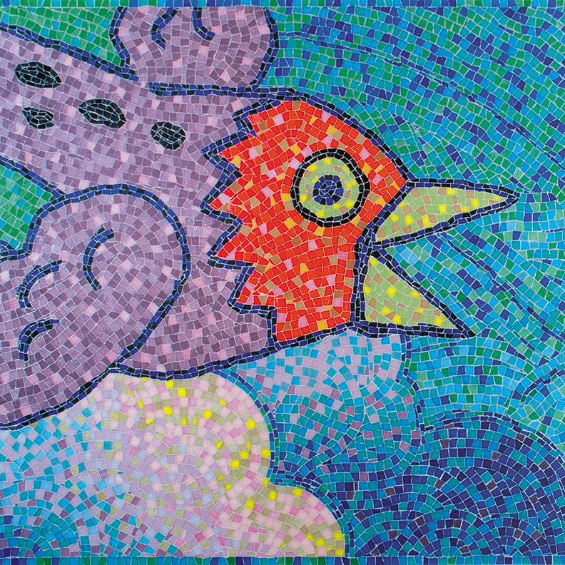Celia Berry mosaic Herman Bird Mural Detail